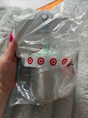 cloud island Stainless Steel Sippy Cup with Mint Handle